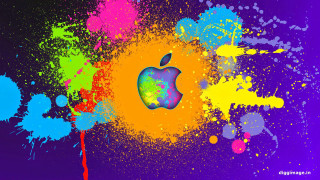 Colorful apple logo paint splatter 3 - a colorful background free wallpaper
