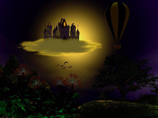 Castle sky full moon bird - a full moon behind free wallpaper