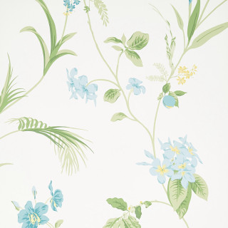 Blue flowers green leaves white 2 - green leaf free wallpaper for tablet