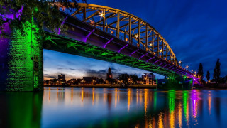 Bridge water night lights city 17 - eugeen van mieghem free wallpaper