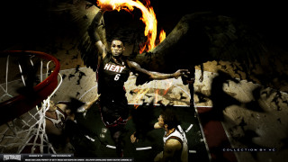 Basketball player fire hoop action - a basketball hoop free wallpaper