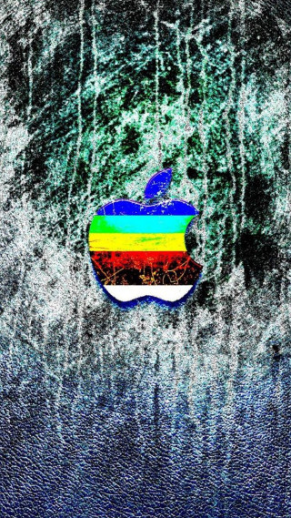 Apple logo blue background rainbow - darrell riche free wallpaper for mobile