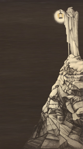 Person standing rock cliff light - ambient occlusion free wallpaper for mobile