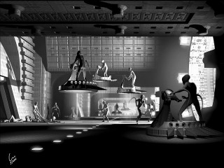 Futuristic building black white photo - alexander archipenko free wallpaper