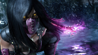 Woman black hair yellow eyes 2 - a purple outfit free wallpaper