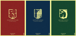 Three colored books same logo - same free wallpaper