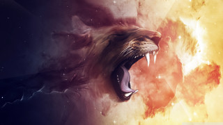 Lion roaring teeth space stars - its tooth free wallpaper