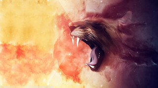 Lion roaring space stars bright - a bright background free wallpaper