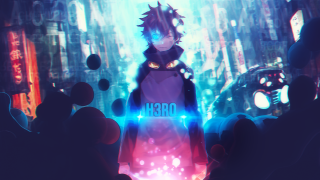 Person crowd neon light hero - their chest free wallpaper
