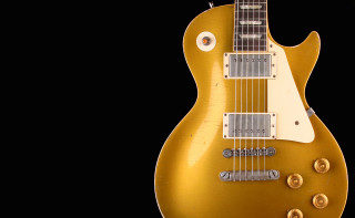 Gold electric guitar black background - electric free wallpaper for desktop
