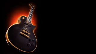 Black guitar gold neck black - a black guitar free wallpaper