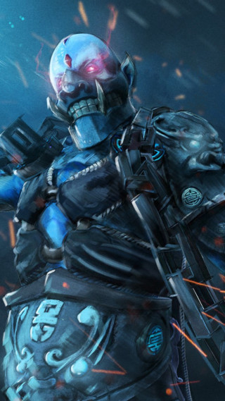 Futuristic character suit gun lightsaber - a light saber free wallpaper for mobile