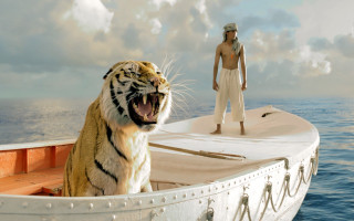 Man boat tiger water background - the boat free wallpaper