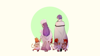 Group people green circle cat - temporary art free wallpaper