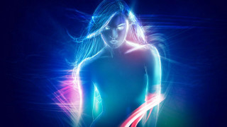 Woman neon light painting body - a neon light free wallpaper