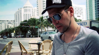 City street man sunglasses hat - his cell phone free wallpaper