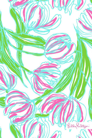 Flower drawing pink green leaves - summer vibrancy free wallpaper for mobile