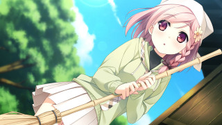 Girl pink hair broom surprised - a broom free wallpaper