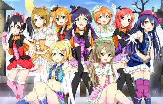Anime girls group photo full - a picture together in front free wallpaper