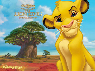 Cartoon lion sitting tree sky - disney free wallpaper