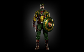 Man green yellow suit shield - suit holding free wallpaper