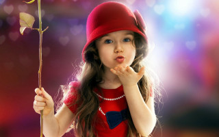 Little girl holding rose red 3 - bálint kiss free wallpaper