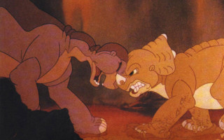 Elephants fighting cave fire background - a cartoon free wallpaper