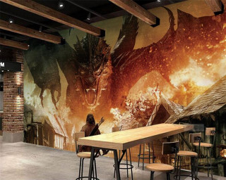 Dragon demon mural restaurant wooden - clint cearley free wallpaper