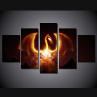 Dragon yellow flame black background - a fine art painting free wallpaper for tablet