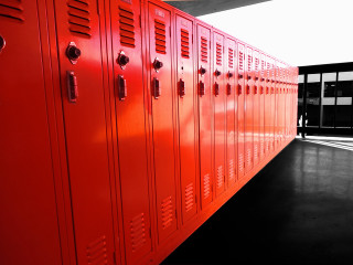 Red lockers person standing background - northwest school free wallpaper