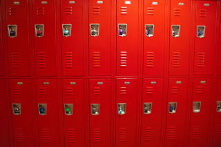 Red lockers clocks row door - northwest school free wallpaper