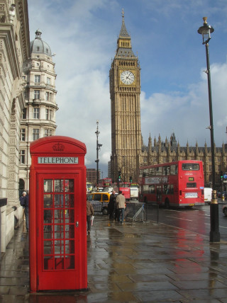 Red phone booth clock tower - brenda chamberlain free wallpaper for mobile