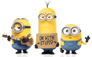 Minions holding sign im with - im free wallpaper for desktop