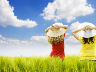 Women hats field sky flower - hat free wallpaper for desktop