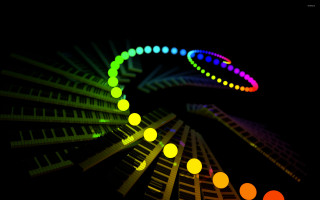 Colorful spiral lights dark black - kinetic art free wallpaper for desktop