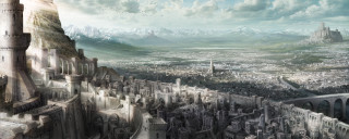 City castle sky clouds mountains - cedric peyravernay free wallpaper