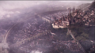 Castle city clouds fog sky - road free wallpaper for desktop