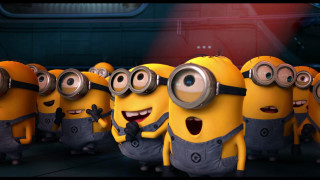 Minions group eyes closed mouths - despicable free wallpaper