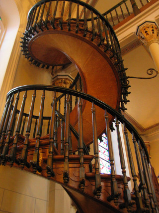 Spiral staircase clock stainedglass architecture - free architecture wallpaper for mobile
