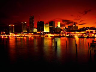 City skyline night red sky 3 - felipe seade free wallpaper