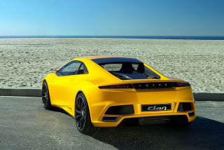 Yellow sports car beach road - fan kuan free wallpaper