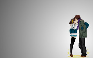 Couple kissing gray background stars - a star free wallpaper