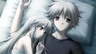 Anime characters bed head holding - the other looking free wallpaper