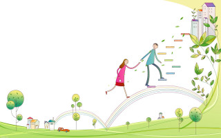 Man woman walking hill rainbow - a man and woman free wallpaper