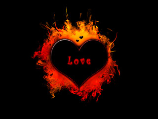 Heart love flames smoke black - the word love free wallpaper