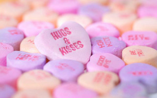 Heart shaped candy conversation hearts - free valentines wallpaper for desktop