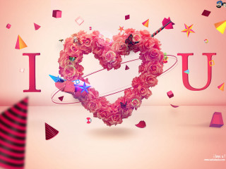 Heart flowers confetti pink background - lyco art free wallpaper for desktop