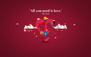 Red background man running quote - love free wallpaper for desktop