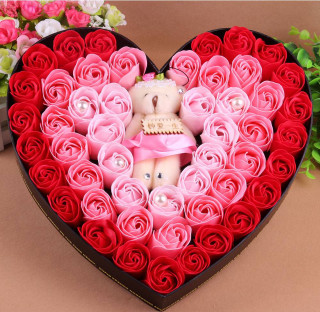 Heart shaped box roses teddy - free valentines wallpaper for tablet