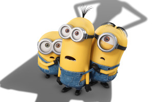Minions group eyes closed arms - their eye free wallpaper